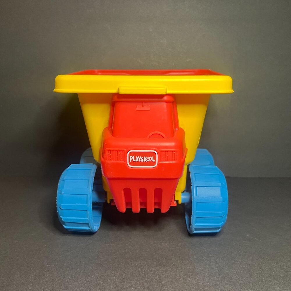 Vintage 1993 Playskool #1054 Yellow Red & Blue Sand Bucket Scooter on Wheels - Picture 2 of 9